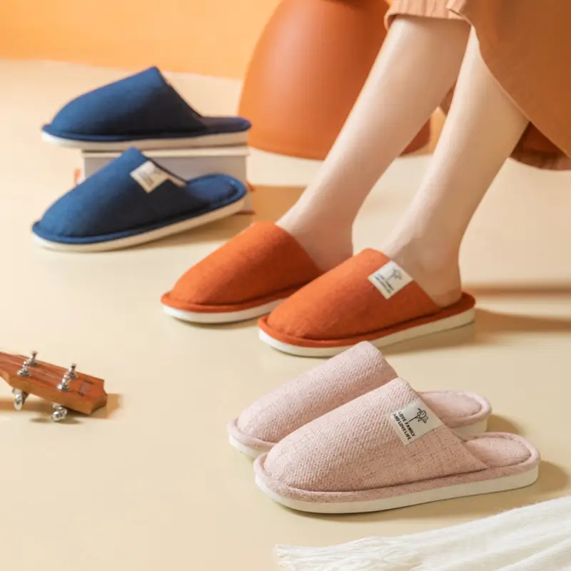 Cotton Slippers Men's Household Autumn and Winter Home Warm Non-slip Thick Bottom Women's Indoor Mao Mao Floor Slippers Winter