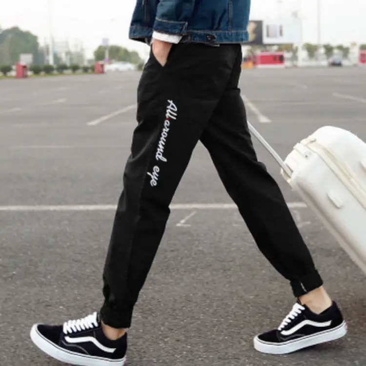 Men's Dark Blue Korean Style Leg Pants with White Stripe - Image 8