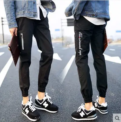 Men's Dark Blue Korean Style Leg Pants with White Stripe - Image 5