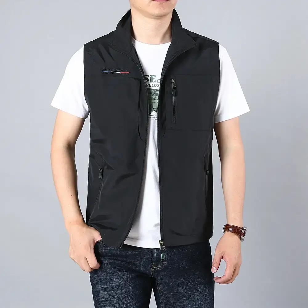 Men's Green Multi-Pocket Waistcoat Vest - Image 2