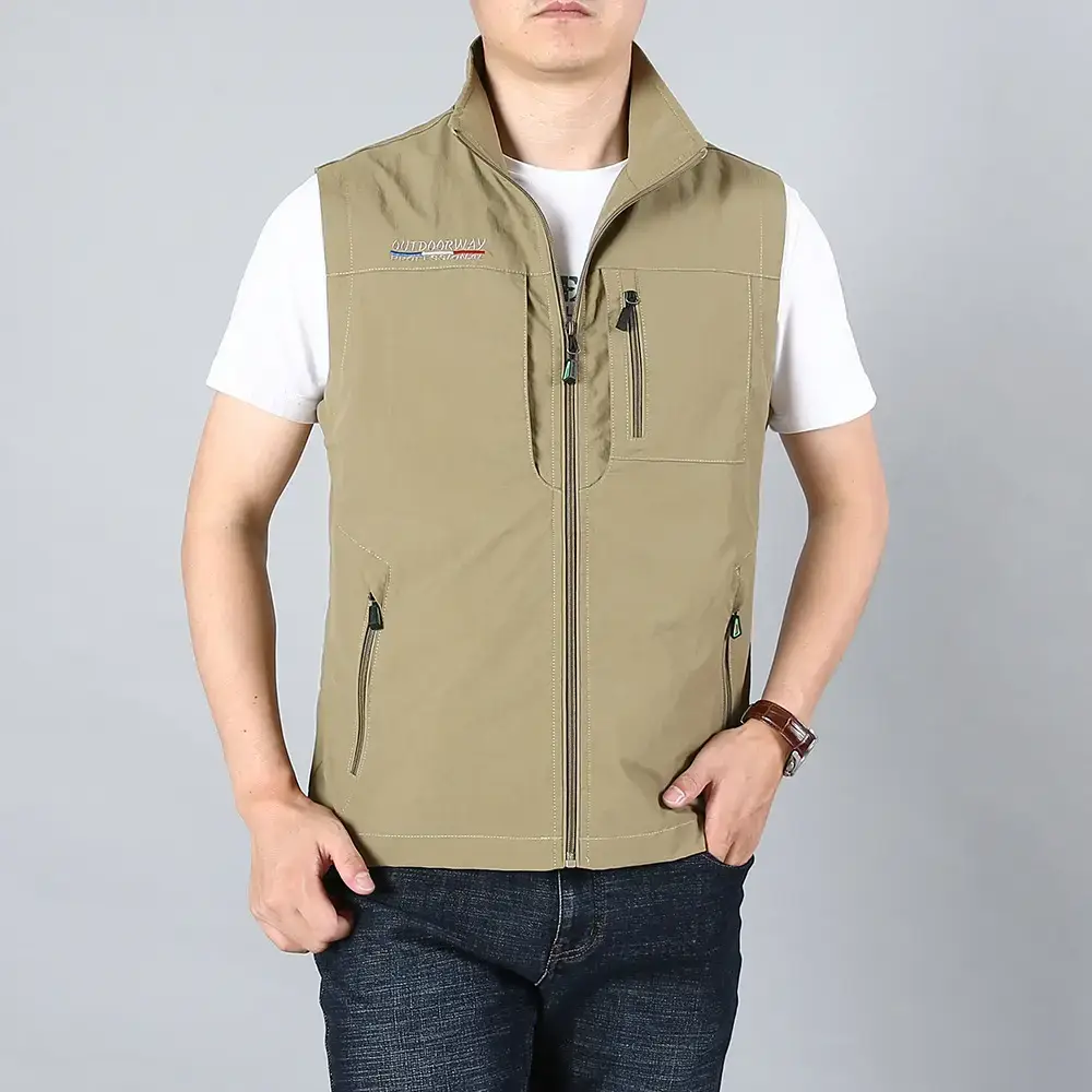 Men's Green Multi-Pocket Waistcoat Vest - Image 4