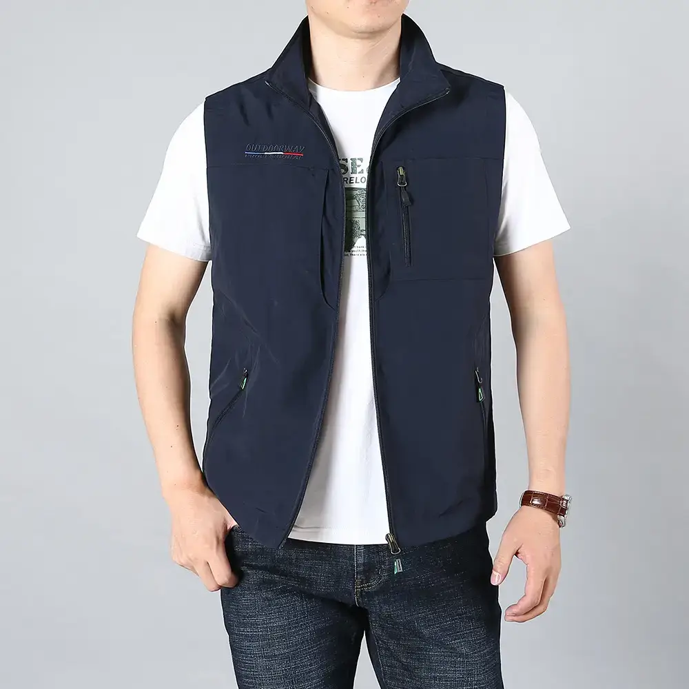 Men's Green Multi-Pocket Waistcoat Vest - Image 5