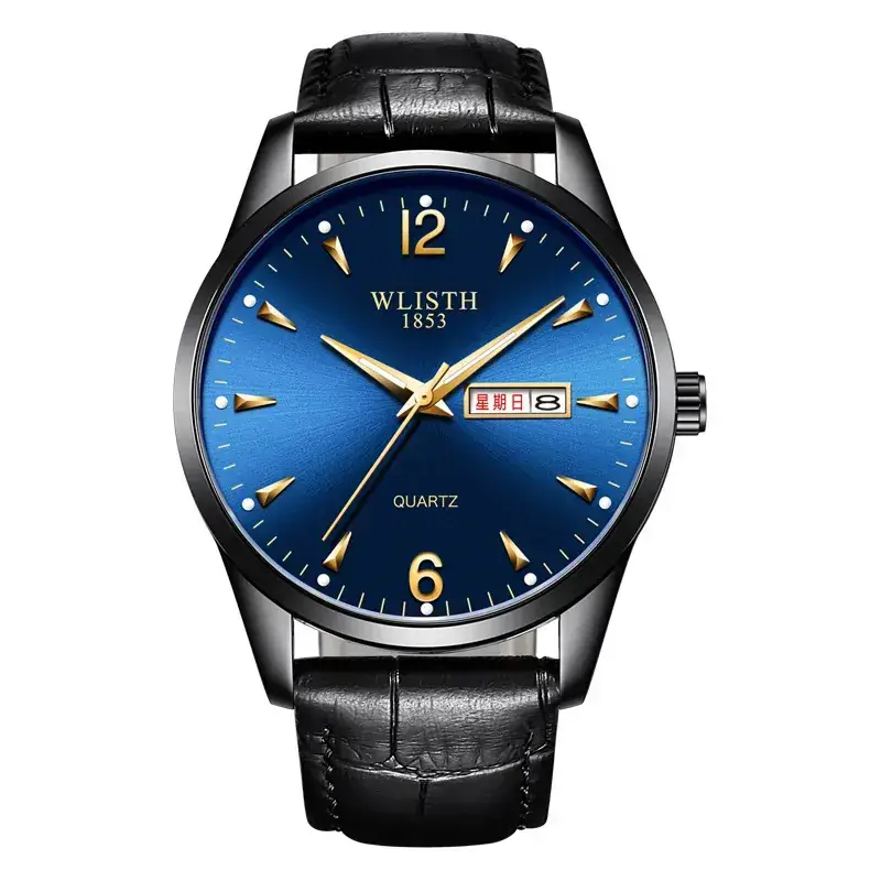 Men's Black Quartz Watch with LED Display & Stainless Steel Belt - Image 6