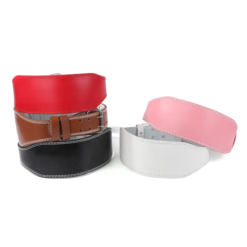 White Leather Squat Belt for Men Women Fitness Wear