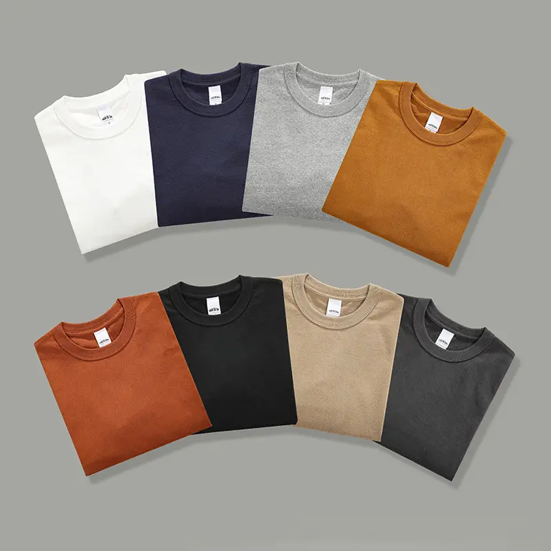 Men's Long Sleeve Solid Cotton T-Shirt 300g Beige - Image 10