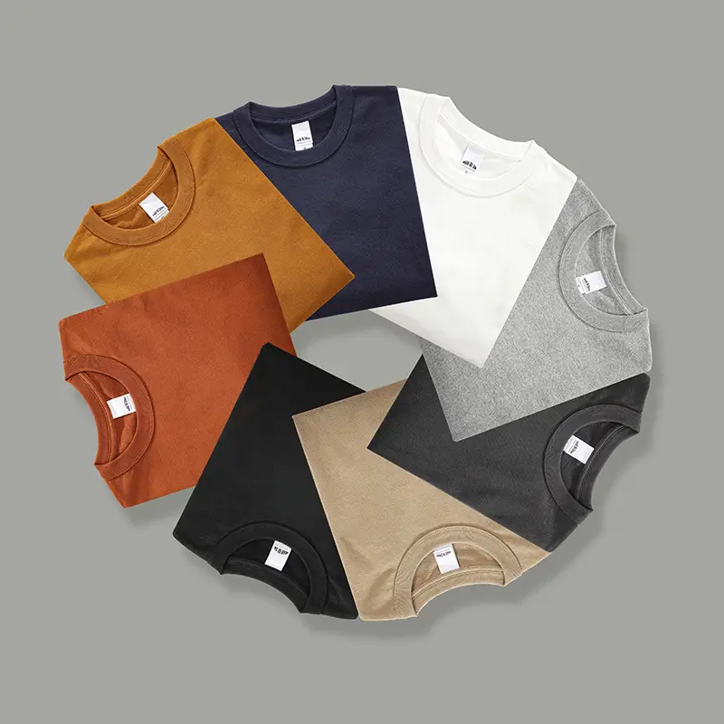 Men's Long Sleeve Solid Cotton T-Shirt 300g Beige - Image 11