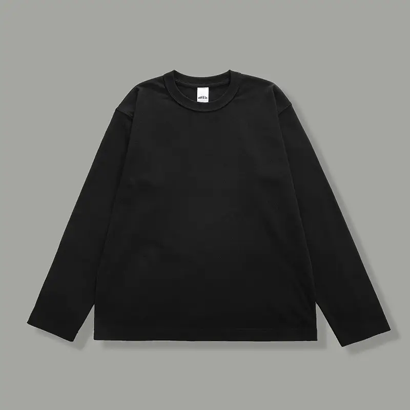 Men's Long Sleeve Solid Cotton T-Shirt 300g Beige - Image 2