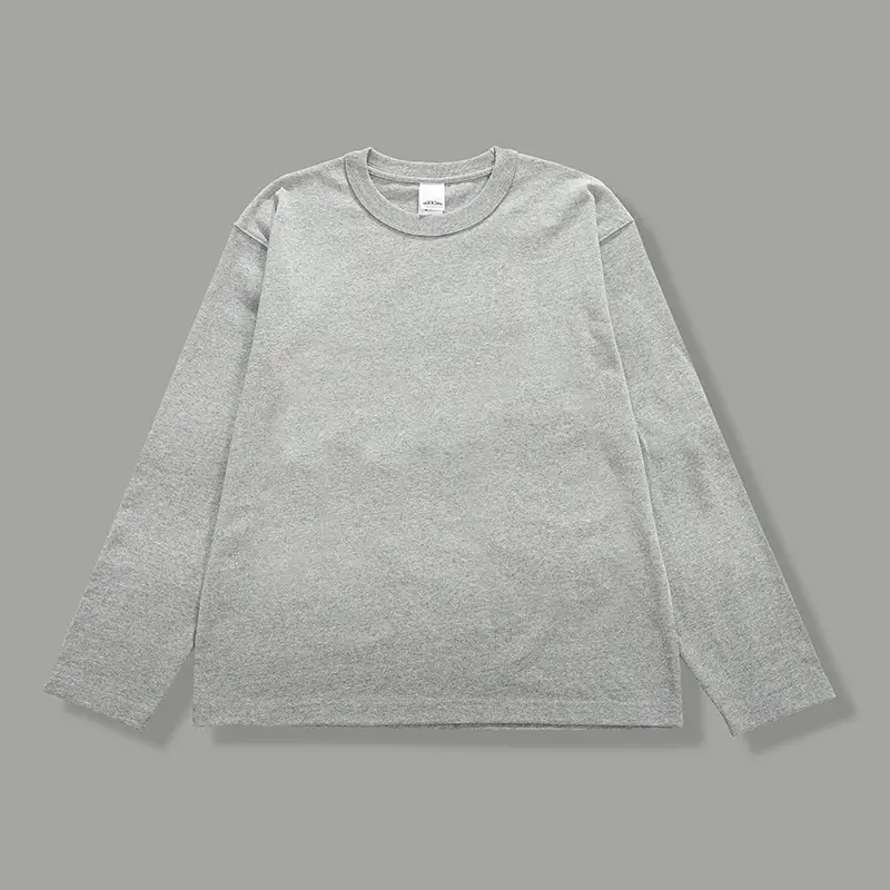 Men's Long Sleeve Solid Cotton T-Shirt 300g Beige - Image 7