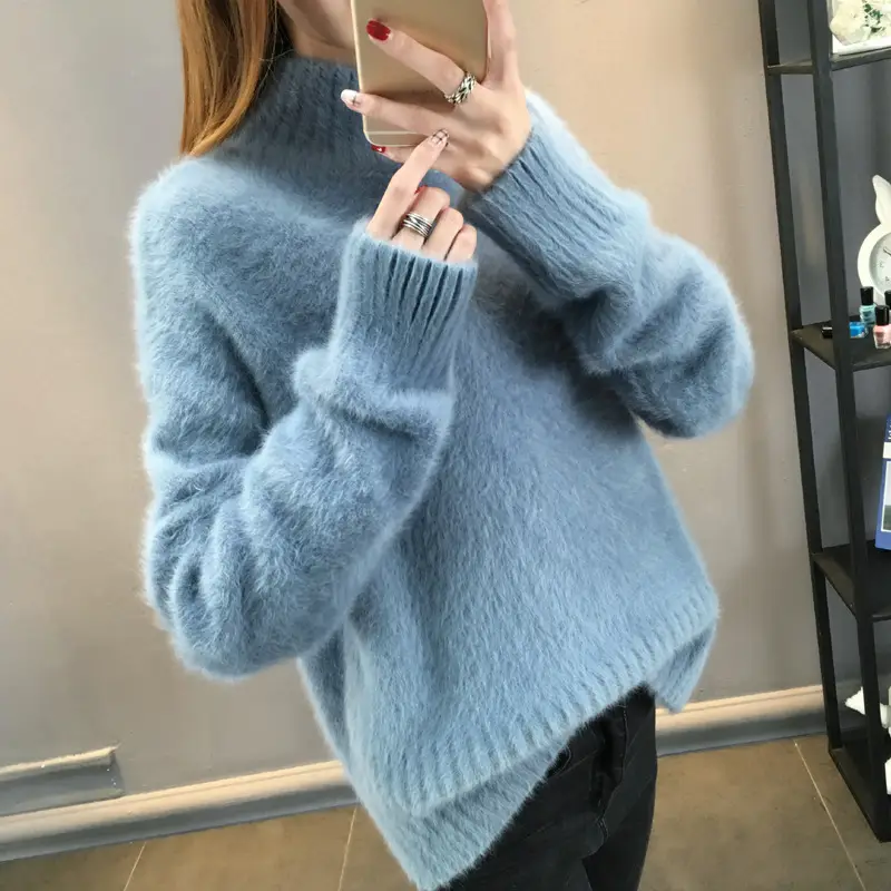 Women's Knitted Half-Turtleneck Sweater Autumn Winter - Image 9