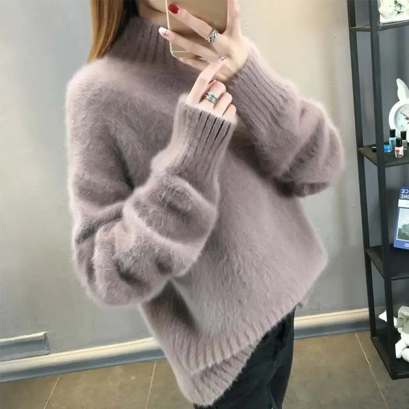 Women's Knitted Half-Turtleneck Sweater Autumn Winter - Image 10
