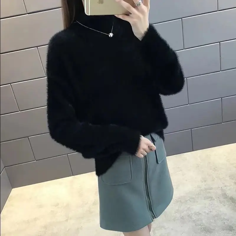 Women's Knitted Half-Turtleneck Sweater Autumn Winter - Image 3