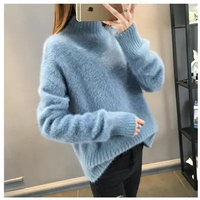 Women's Knitted Half-Turtleneck Sweater Autumn Winter - Image 4