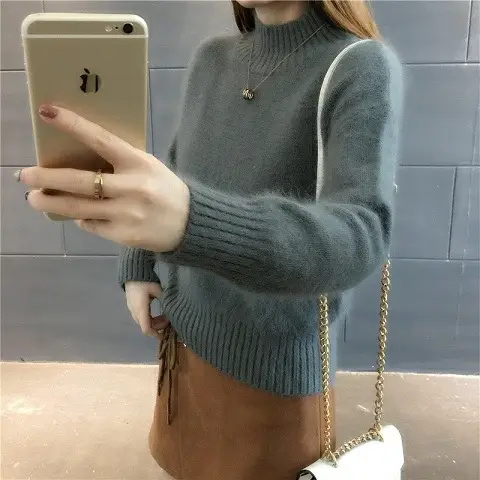 Women's Knitted Half-Turtleneck Sweater Autumn Winter - Image 6