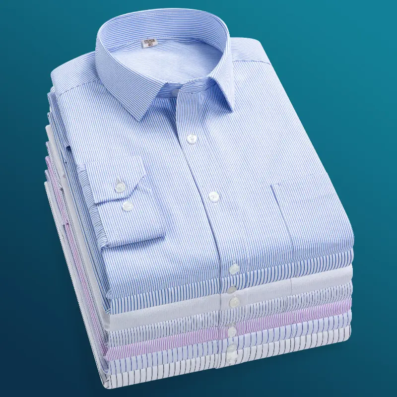 Men's Lavender Thin Striped Button Shirt 2021 - Image 6