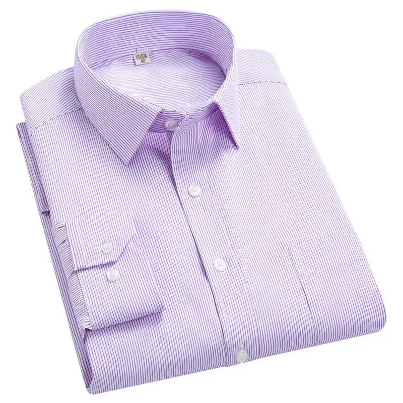Men's Lavender Thin Striped Button Shirt 2021 - Image 10