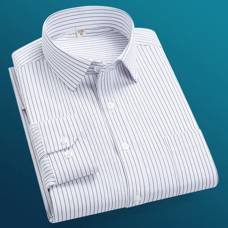 Men's Lavender Thin Striped Button Shirt 2021 - Image 2