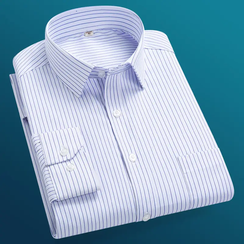 Men's Lavender Thin Striped Button Shirt 2021 - Image 3