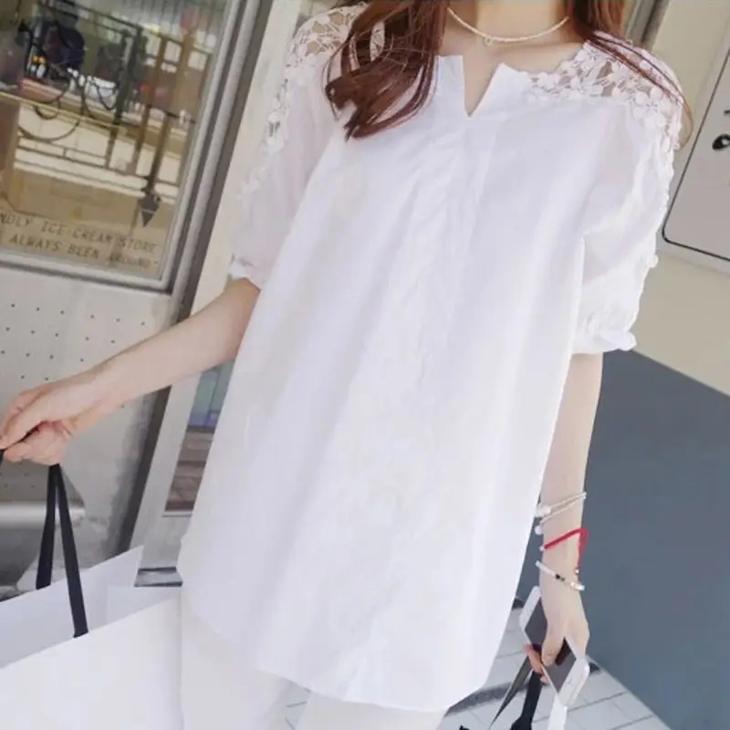 Black Korean Style Shoulder Shirt Large Women - Image 4