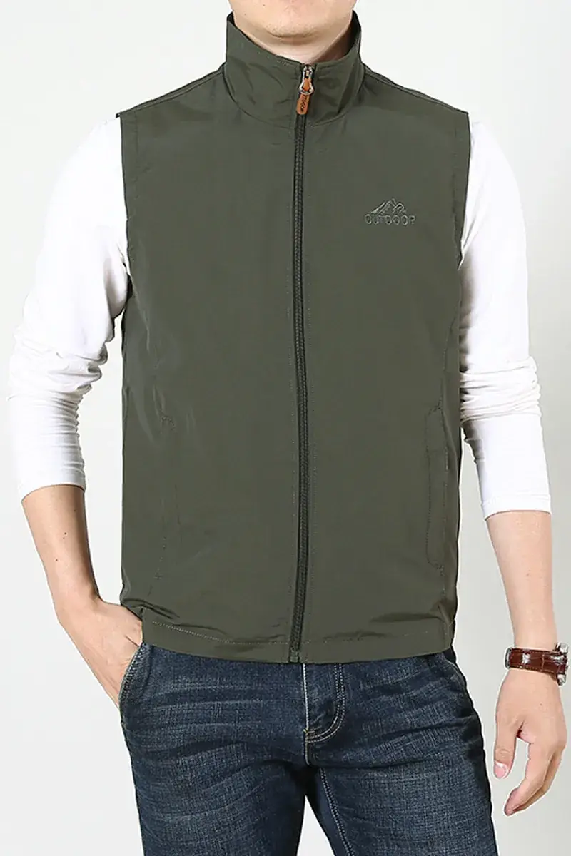 Men's Olive Waistcoat Vest 2023 Thin Medium - Image 4