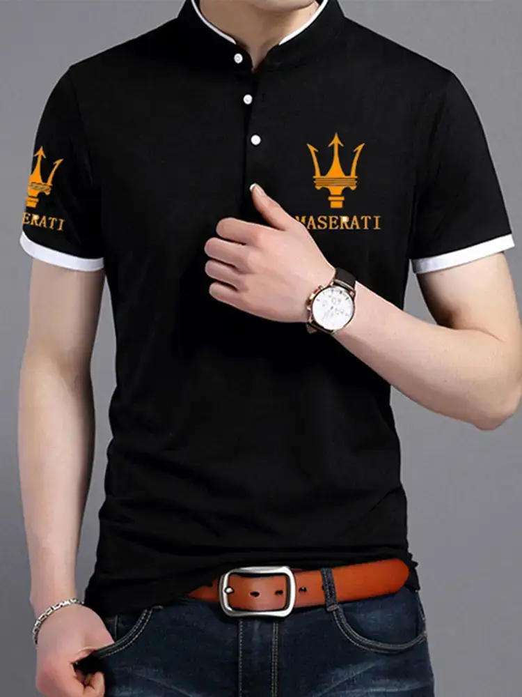 Men's White Printed Polo T-Shirt Slim Fit Summer Wear - Image 6