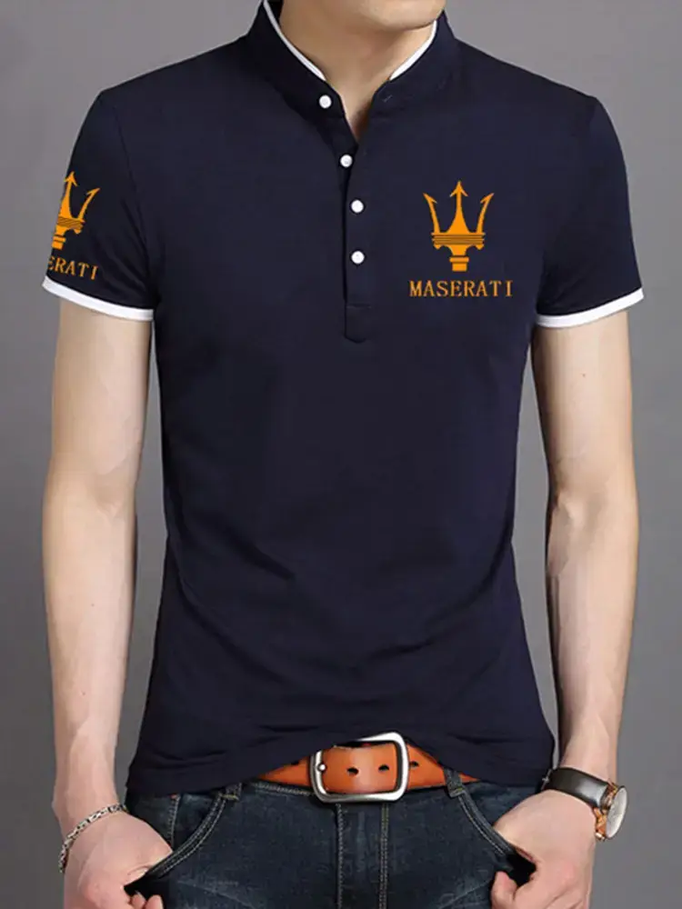 Men's White Printed Polo T-Shirt Slim Fit Summer Wear - Image 9