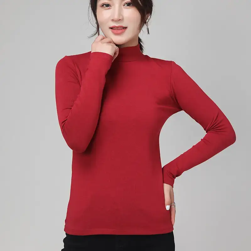 Pure Cotton Turtleneck Long Sleeve Women's Underwear - Image 15