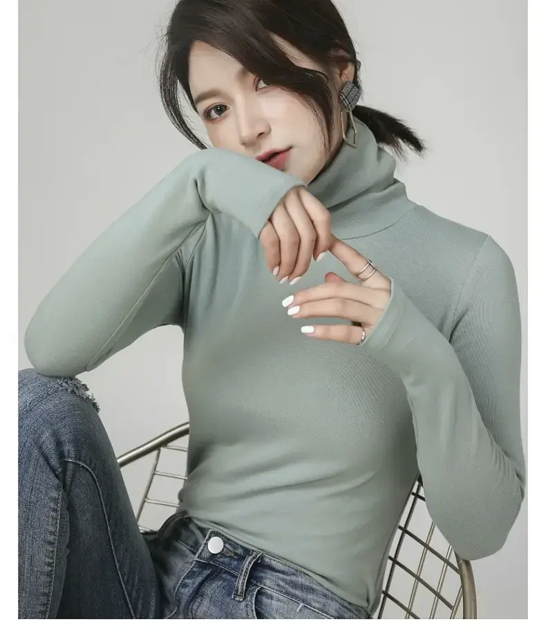 Pure Cotton Turtleneck Long Sleeve Women's Underwear - Image 8