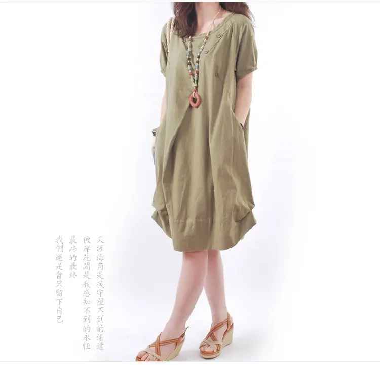 Korean Style Women's Large Size Loose Pleated Dress — feature 17