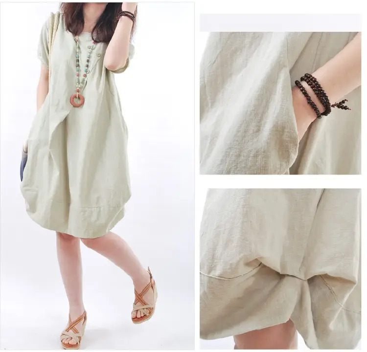 Korean Style Women's Large Size Loose Pleated Dress — feature 6