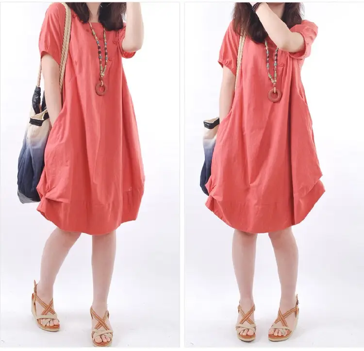 Korean Style Women's Large Size Loose Pleated Dress — feature 8