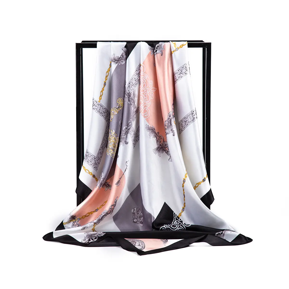 Gaohe Muslim Headscarf with Yellow & Brown Pattern - Image 2