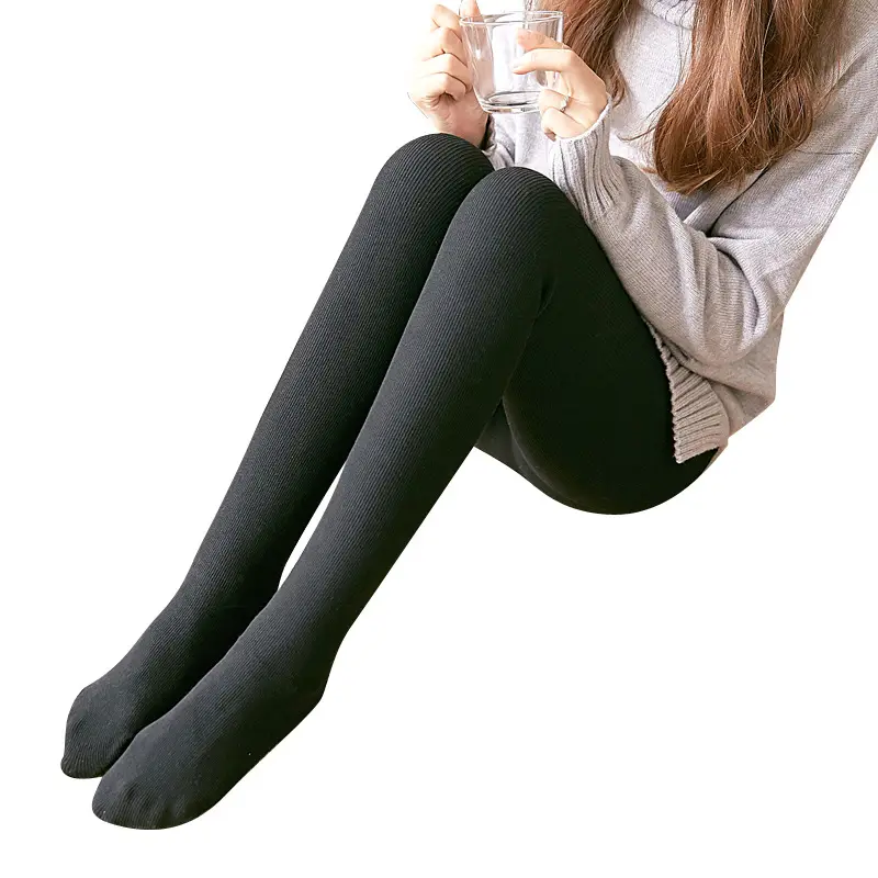 Women Fleece Lined Ribbed Leggings Winter Warm Slimming - Image 11