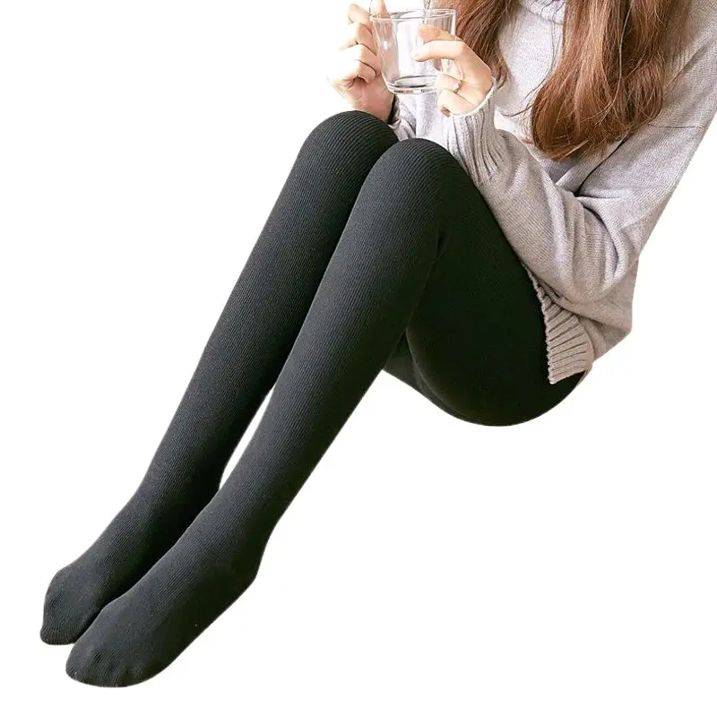 Women Fleece Lined Ribbed Leggings Winter Warm Slimming