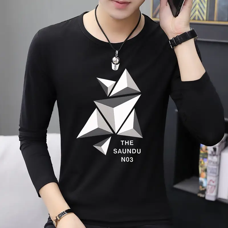 Men's Long Sleeve Graphic T-Shirt Blue Star Design - Image 2