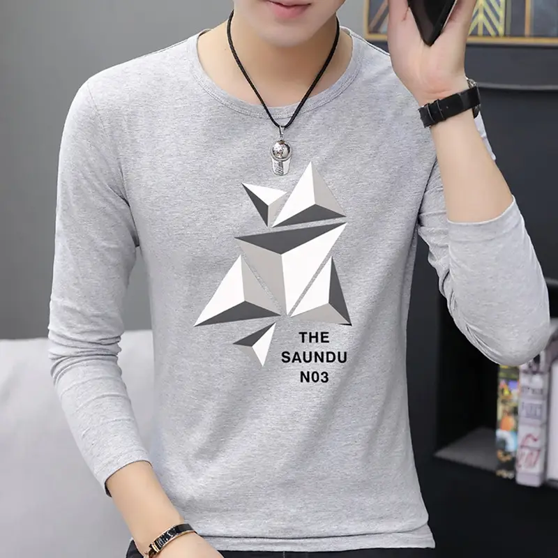 Men's Long Sleeve Graphic T-Shirt Blue Star Design - Image 3