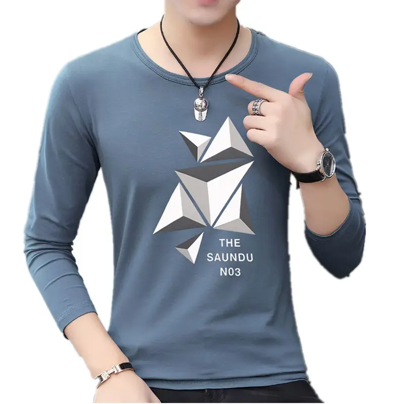 Men's Long Sleeve Graphic T-Shirt Blue Star Design - Image 7