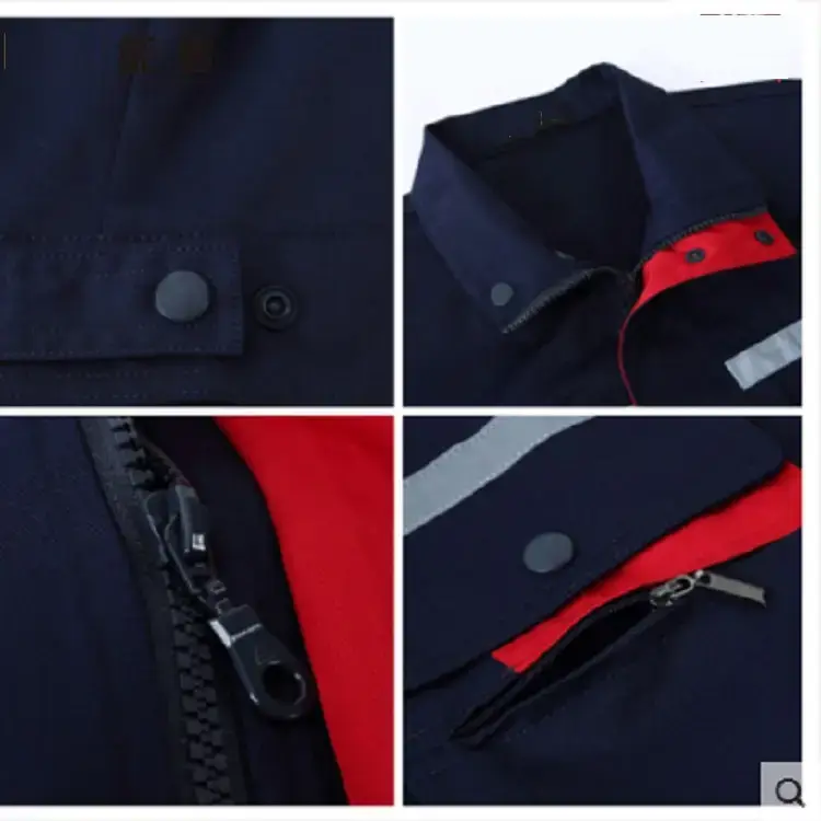 Men's Blue Work Jacket with Red Accents & Embroidered Details - Image 8
