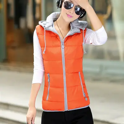 Women Hooded Cotton Vest Candy Color Large Winter - Image 10