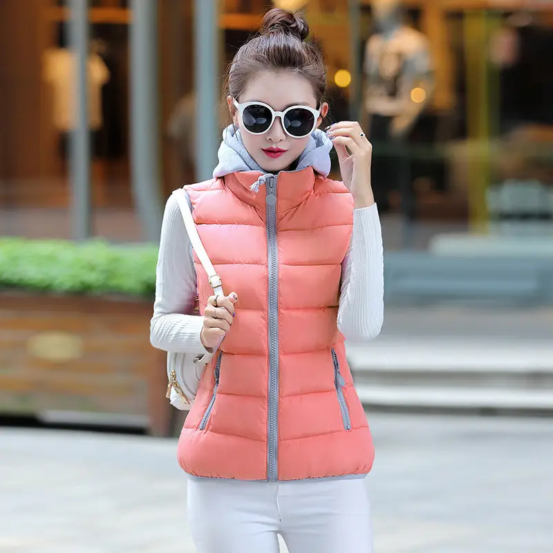 Women Hooded Cotton Vest Candy Color Large Winter - Image 8