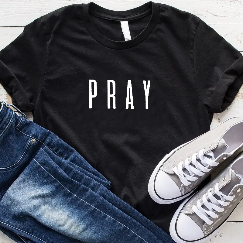 Pink Pray Graphic T-Shirt for Men Women European American Streetwear - Image 7