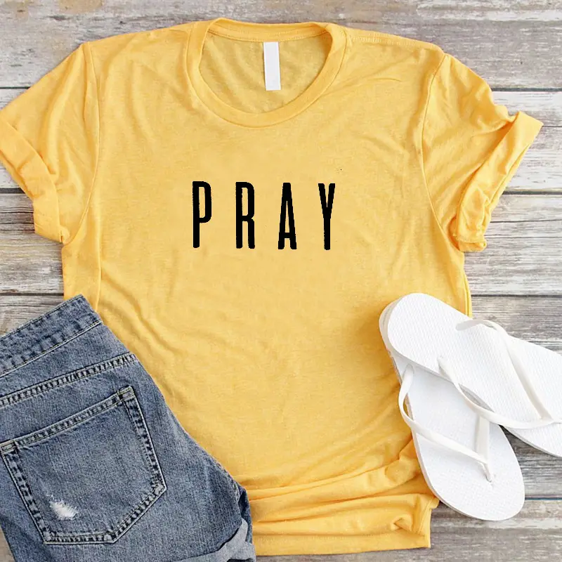 Pink Pray Graphic T-Shirt for Men Women European American Streetwear - Image 5