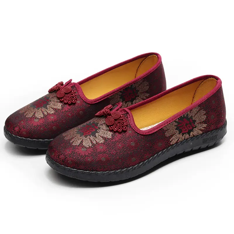 Cloth Shoes for Women, Spring Style, Soft Sole, Comfortable, Breathable, Mom's Shoes, Elderly Shoes, Grandma Shoes, Non-Slip Shoes for Middle-Aged and Elderly People, Floral Design