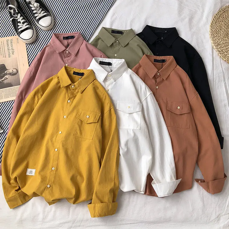 Men's Long Sleeve Brown Shirt Casual Business Wear