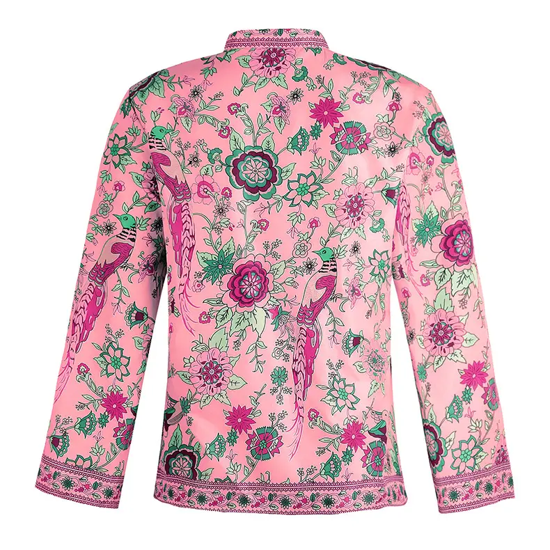 Women Printed Button Long Sleeve Shirt Blue Floral — feature 21