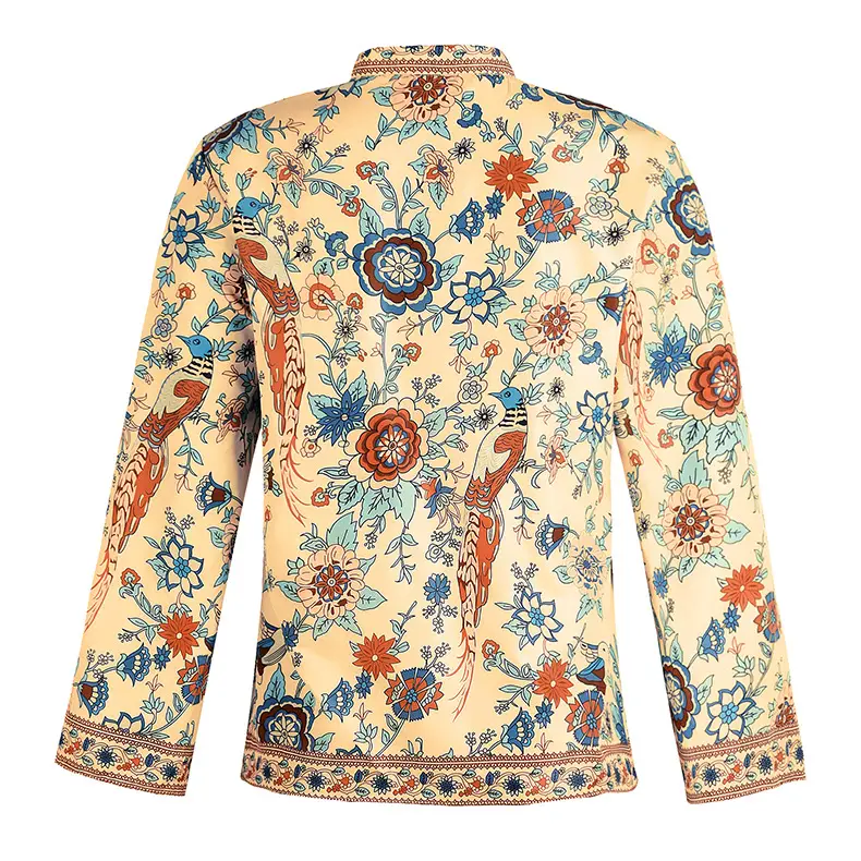 Women Printed Button Long Sleeve Shirt Blue Floral — feature 24