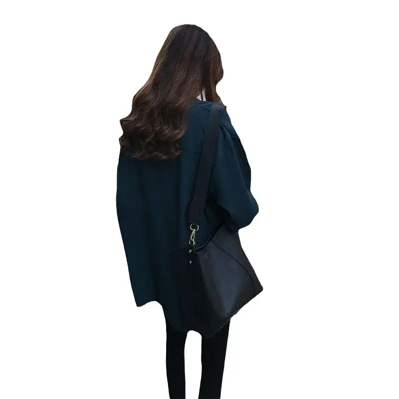 Women's Chiffon Long Sleeve Shirt Large Size Dark Blue - Image 7