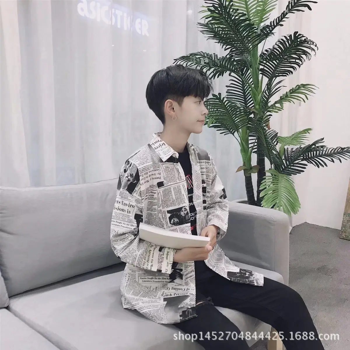 2022 New Men Long Sleeve Shirt Hong Kong Style Loose All-match - Image 5