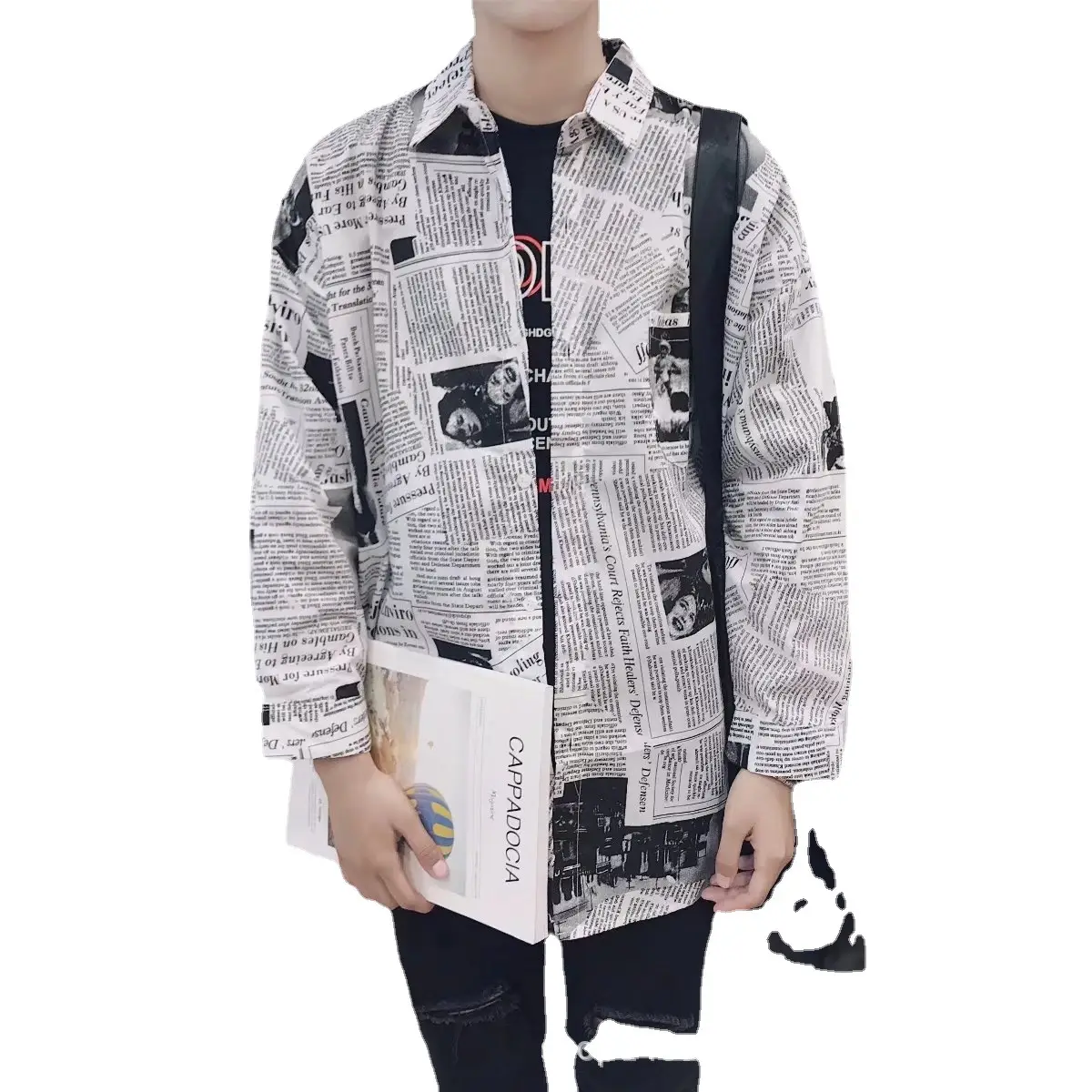 2022 New Men Long Sleeve Shirt Hong Kong Style Loose All-match - Image 6