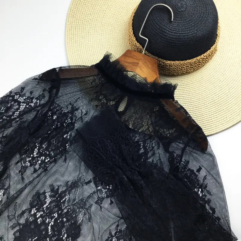 Lace Long Sleeve Top with Hollow Back & Bell Sleeves