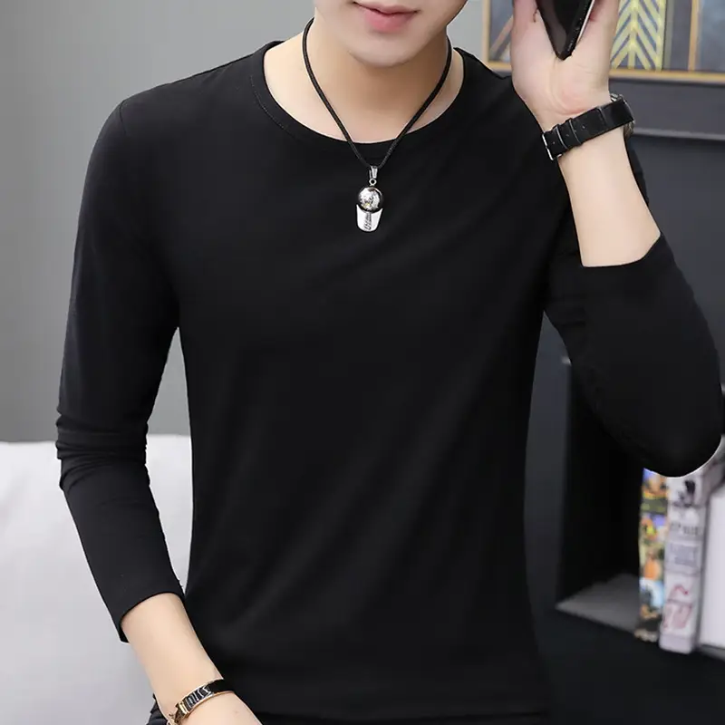 Men's White Long Sleeve T-Shirt 2020 Autumn - Image 2